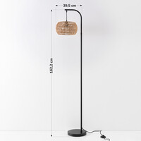 Golvlampa Sora i Japandistil med naturskärm - svart