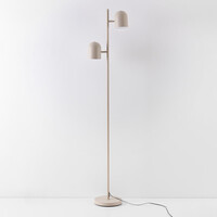 Golvlampa Iki i beige med 2 vridbara spotlights och integrerad LED