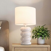 Bordslampa Sofara i keramik med tygskärm - vit
