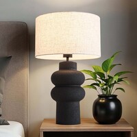 Bordslampa Sera i keramik med tygskärm - svart