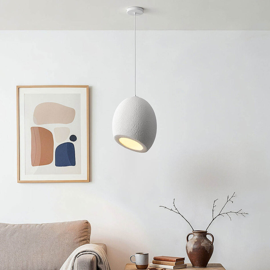 Pendellampa Yugen i wabi sabi - vit steneffekt