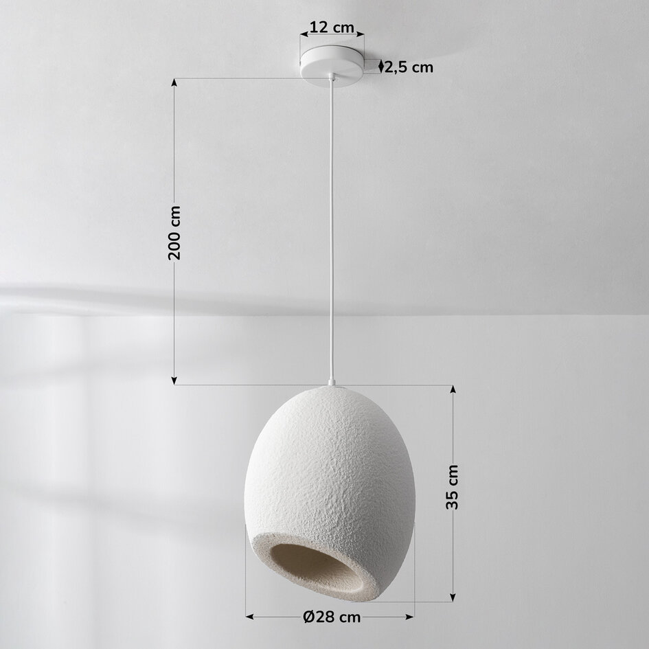 Pendellampa Yugen i wabi sabi - vit steneffekt