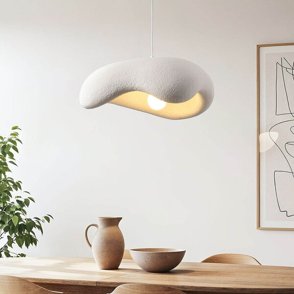 Pendellampa Ishi med en lampa i wabi sabi - vit steneffekt