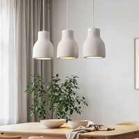 Pendellampa Hikari med tre lampor i wabi sabi - vit steneffekt