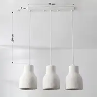 Pendellampa Hikari med tre lampor i wabi sabi - vit steneffekt