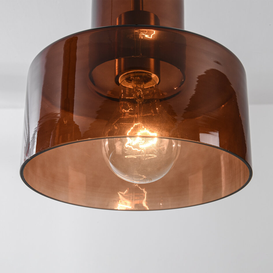 Pendellampa Talph med två lampor - brunt glas