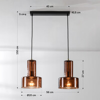 Pendellampa Talph med två lampor - brunt glas