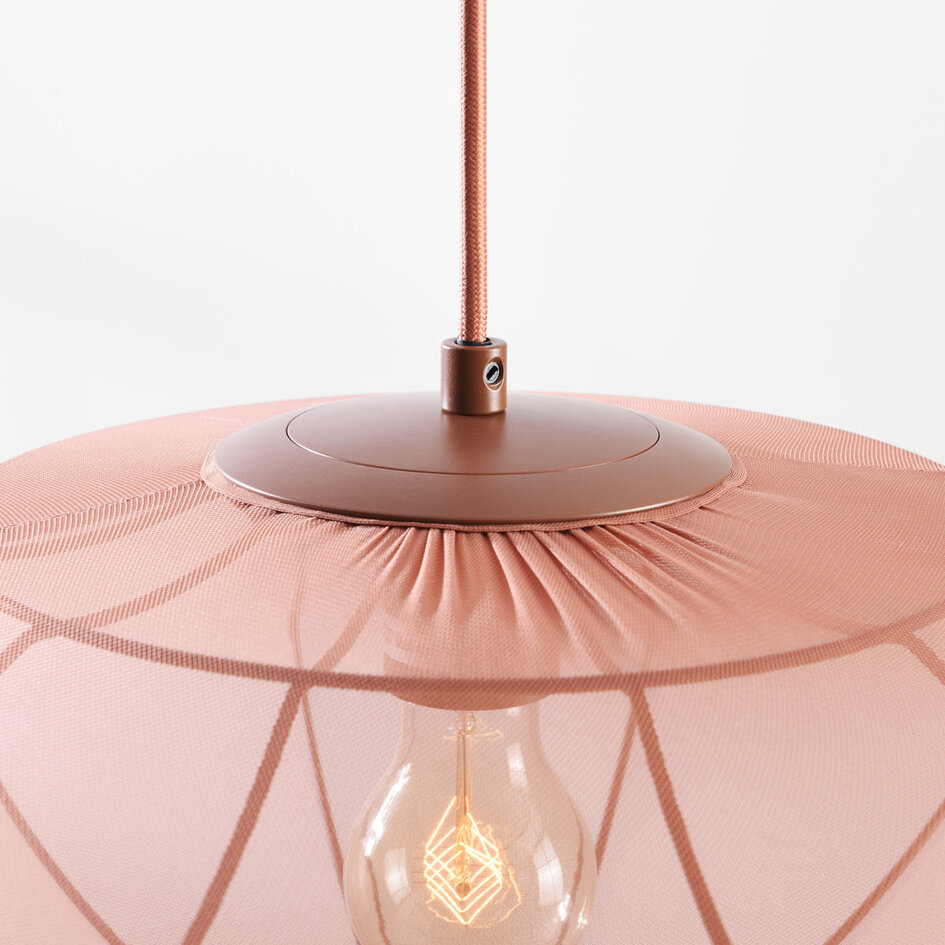 Pendellampa Feronia med tygskärm - ljusrosa 45 cm