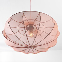 Pendellampa Feronia med tygskärm - ljusrosa 60 cm