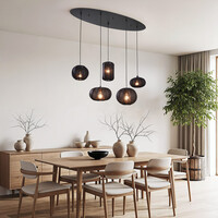 5-ljus Japandi taklampa Karima - svart