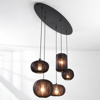 5-ljus Japandi taklampa Karima - svart