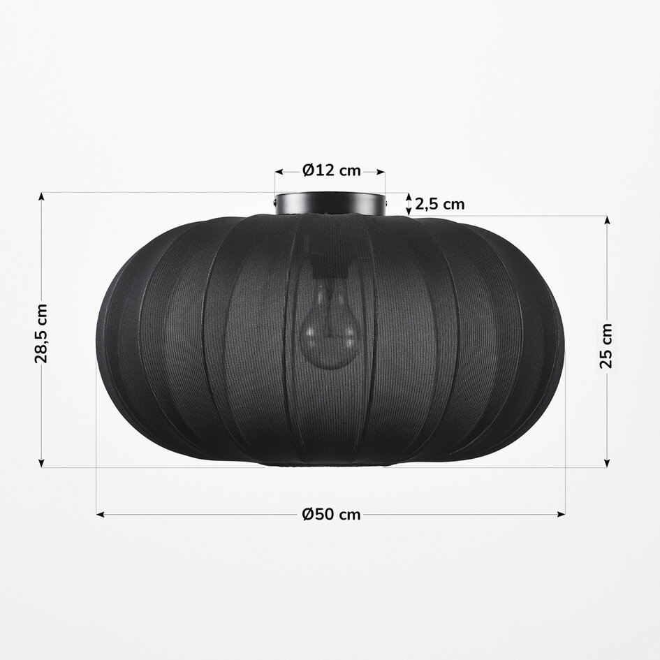 Taklampa Celara med tygskärm - svart 50 cm