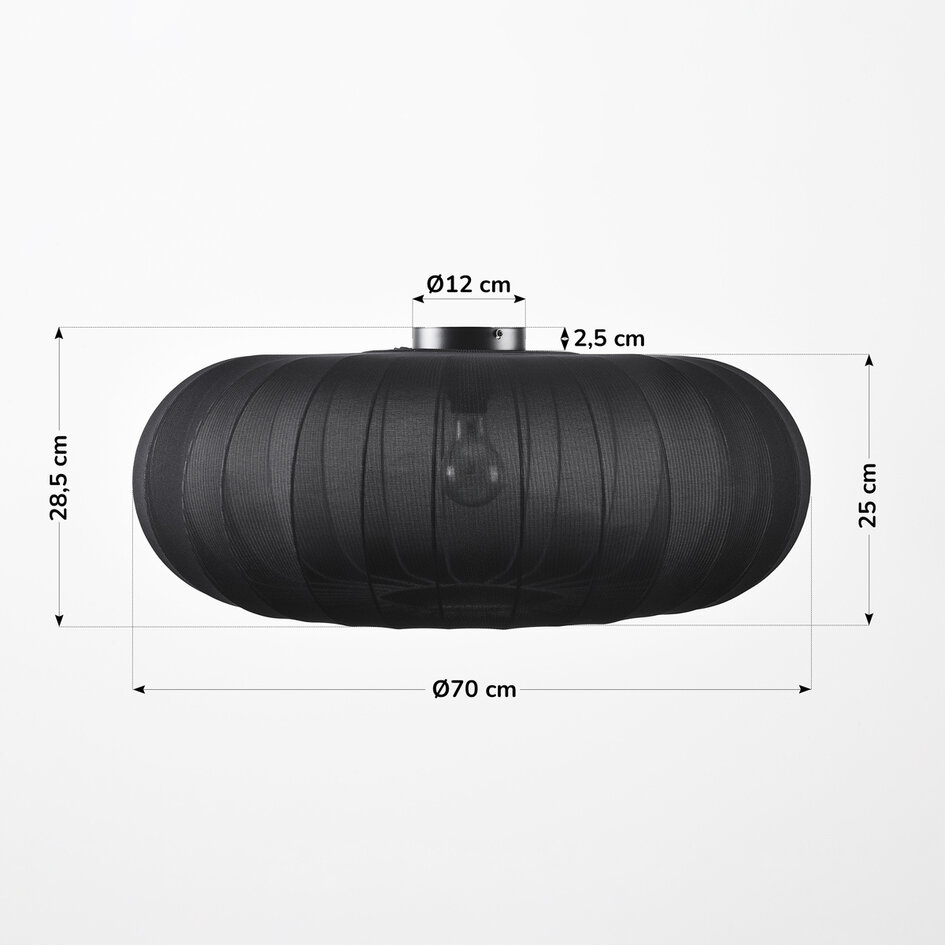 Taklampa Celara med tygskärm - svart Ø70 cm