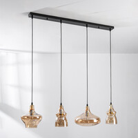 4-ljus modern taklampa med bärnstensfärgat glas - Maracas