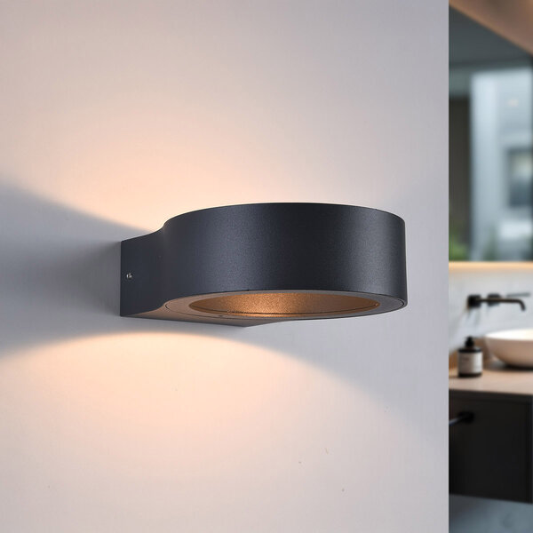 Modern badrumsvägglampa rund Leo - svart