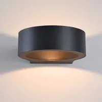 Modern rund badrumsvägglampa Leo i svart