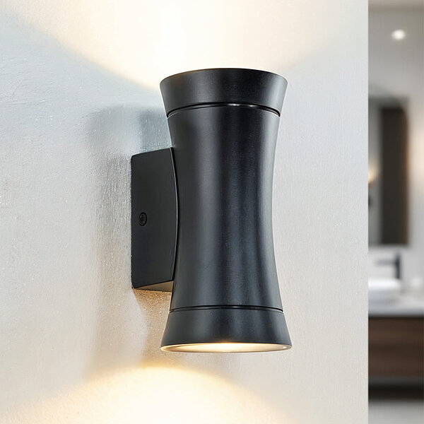 Modern 2-ljus badrumsvägglampa Olympia - svart