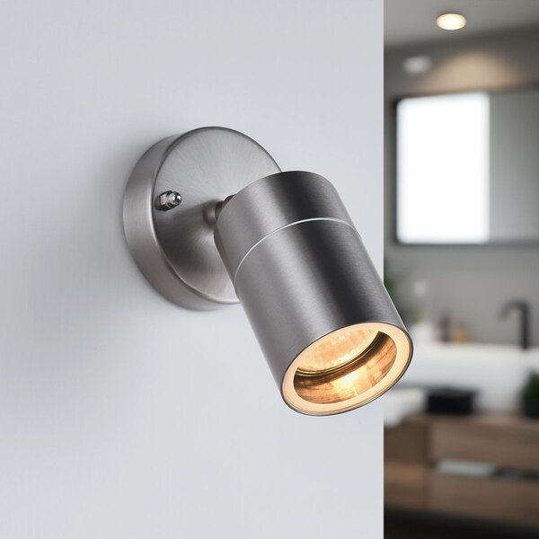Väggspotlight för badrum Lola i rostfritt stål med en lampa