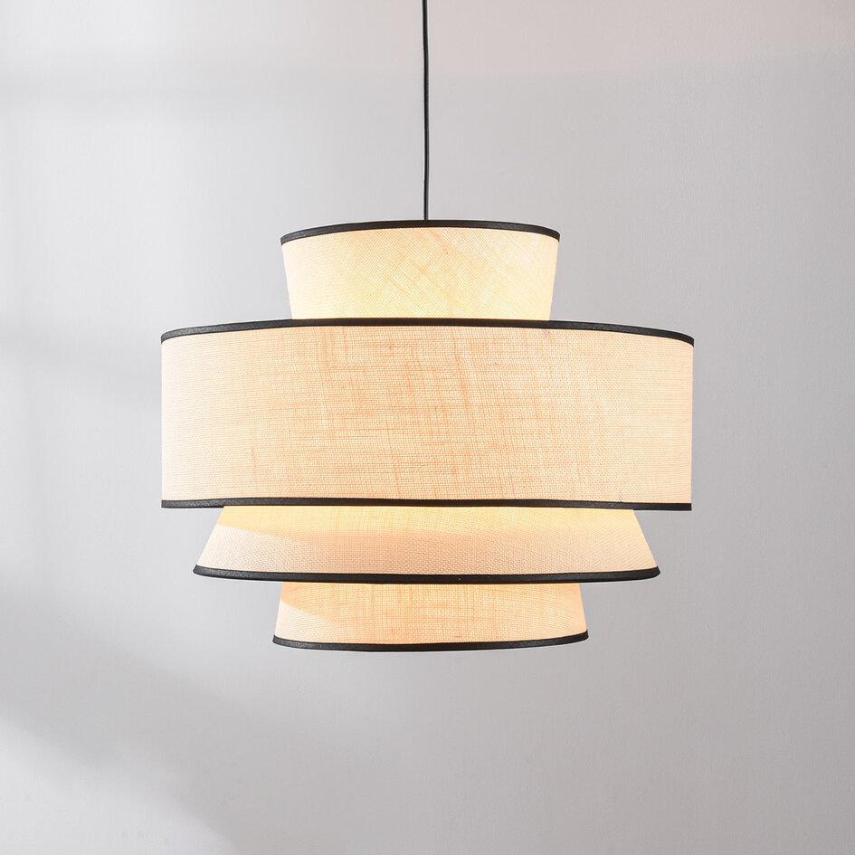 Pendellampa i beige med tygskärm - Zenza