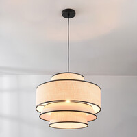 Pendellampa i beige med tygskärm - Zenza