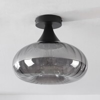 Taklampa Nur - svart och randigt rökglas