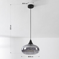 Pendellampa Ori - svart och randigt rökglas