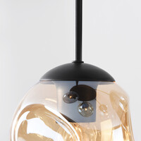 Taklampa Glo med fem lampor - rökfärgat, amberfärgat och klart glas