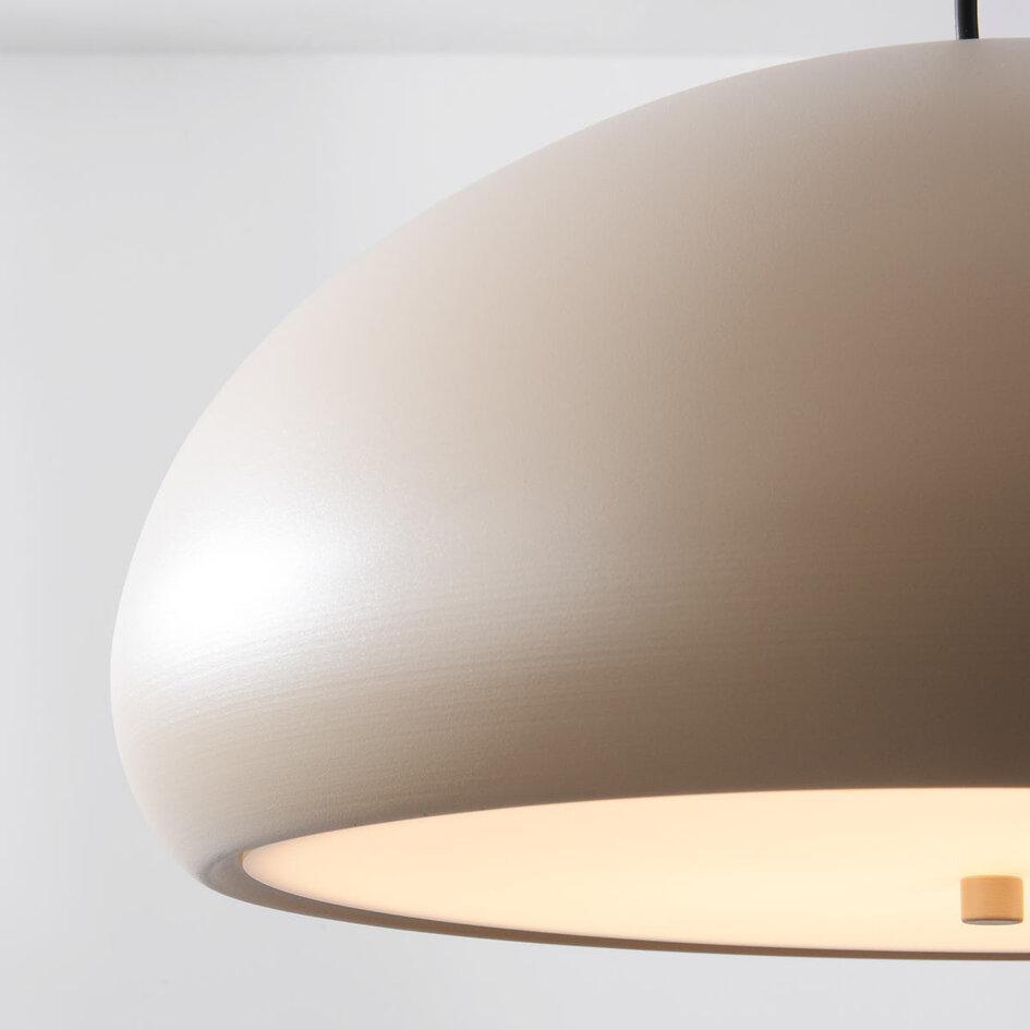 Pendellampa Luz i beige - vit diffusor