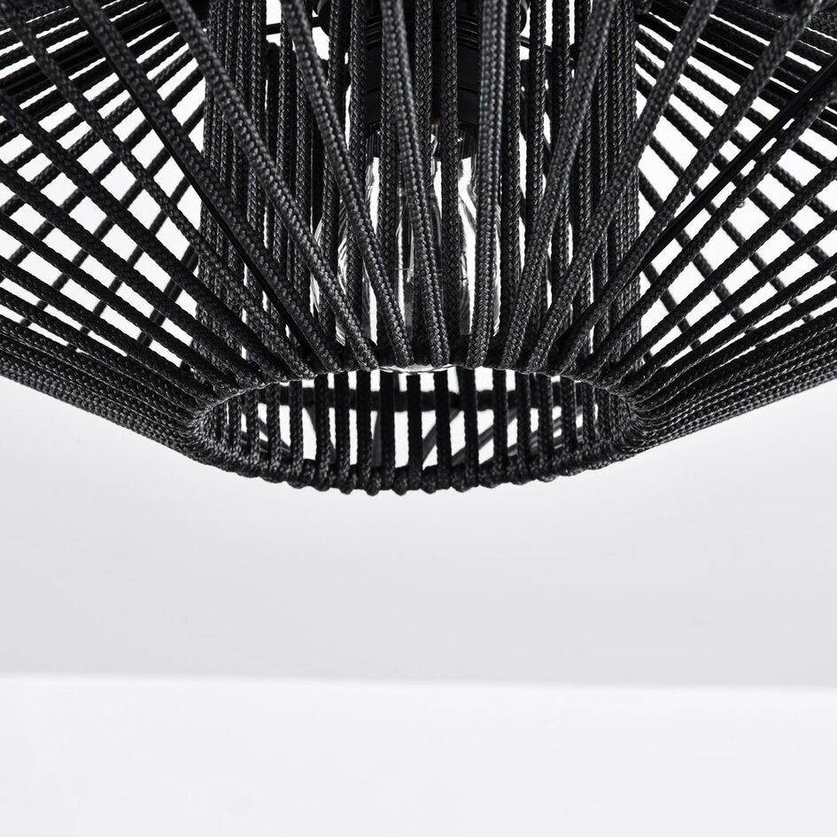 Badrumslampa Woven av flätat rep i svart