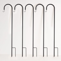 Trädgårdsstolpar i metall med krok 120 cm, set om 5 stycken