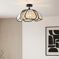 Taklampa Yama i linne - natur och svart