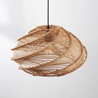 Boho-pendellampa Suna med flätad skärm - brun
