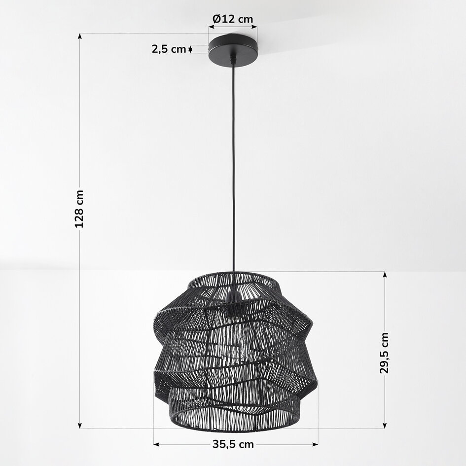 Boho design taklampa Suna av flätat papper