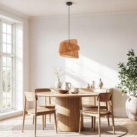 Pendellampa Arumo med flätad skärm i spiralform - khaki
