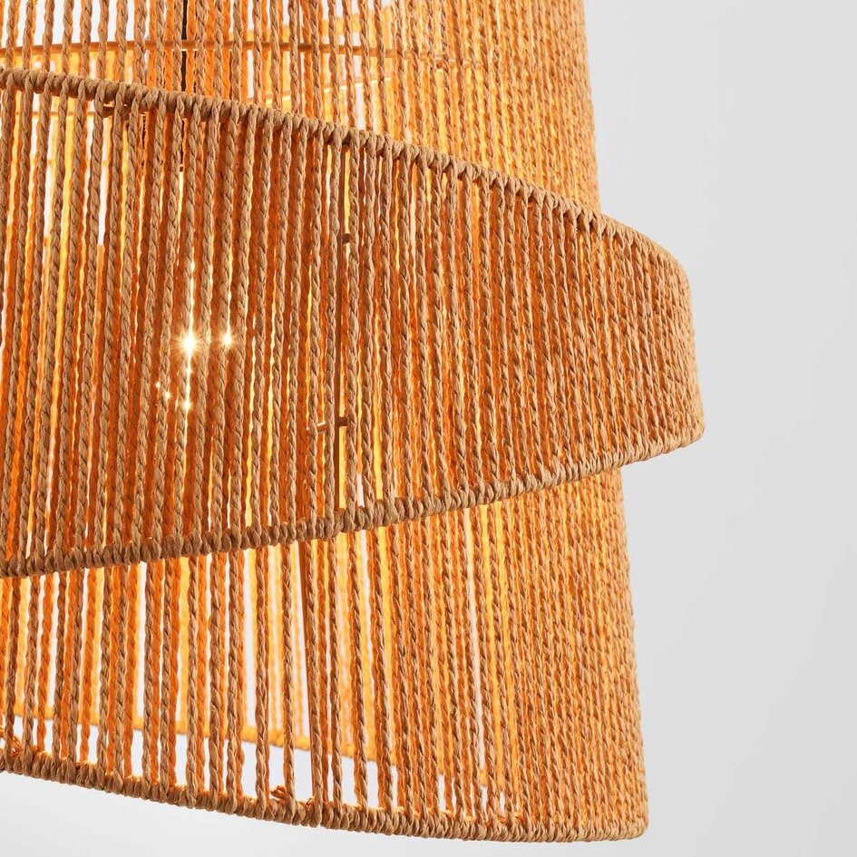 Pendellampa Arumo med flätad skärm i spiralform - khaki