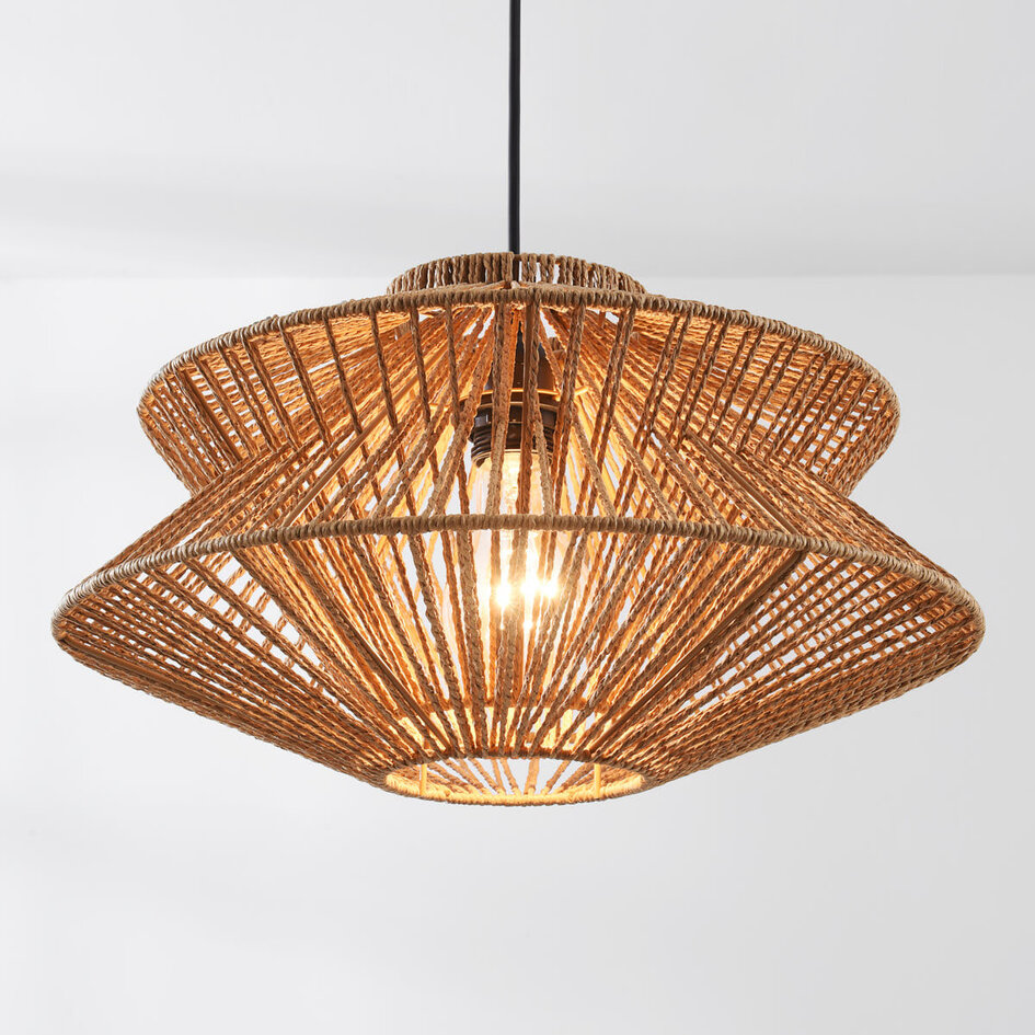 Boho-pendellampa Takea i flätat rep - brun