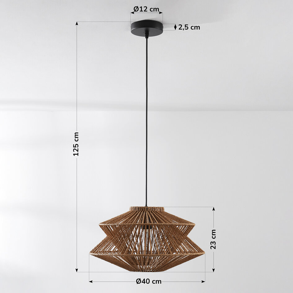 Boho-pendellampa Takea i flätat rep - brun