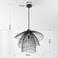 Designad pendellampa Oria i svart med metallager