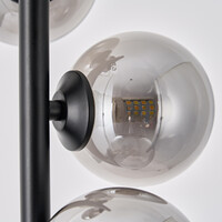 Golvlampa Tyson med fem lampor i svart med rökgrått glas