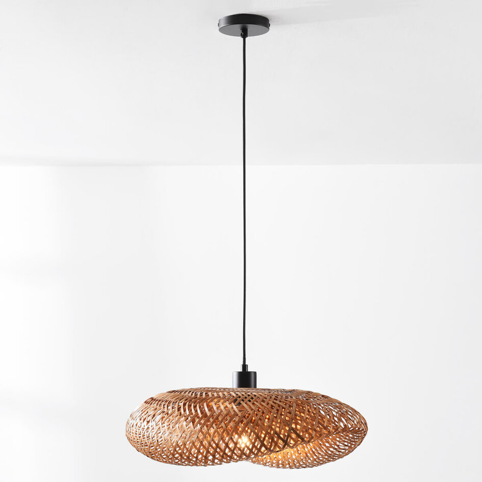Bambu taklampa Texta med handflätad skärm Ø50 cm