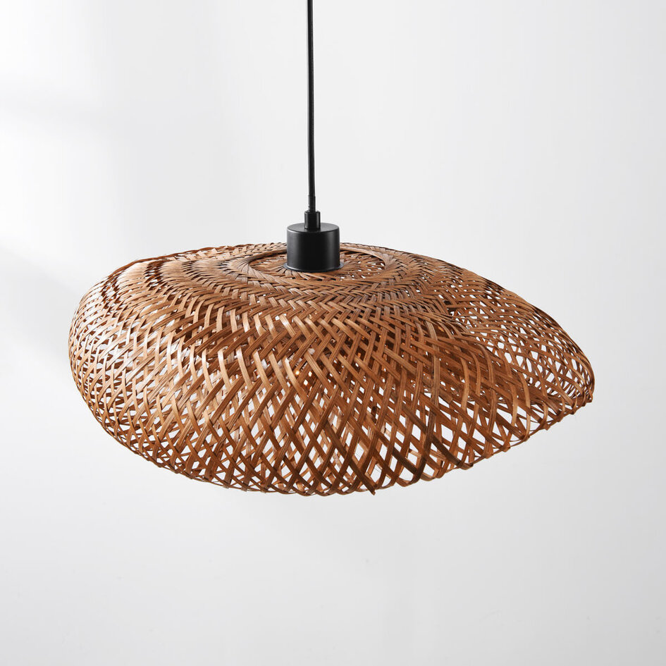 Pendellampa Texta i bambu med handflätad skärm Ø50 cm