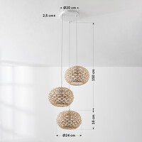 3-ljus rotting taklampa Canaba med flätad design