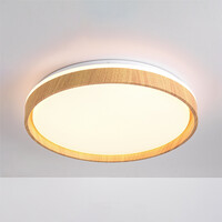 LED-taklampa Britta, 3-stegs dimbar Ø30 cm - vit med träaccent