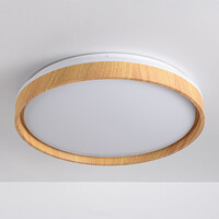 LED-taklampa Britta, 3-stegs dimbar Ø48,5 cm - vit med träaccent