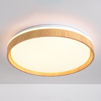 LED-taklampa Britta, 3-stegs dimbar Ø48,5 cm - vit med träaccent