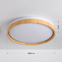 LED-taklampa Britta, 3-stegs dimbar Ø48,5 cm - vit med träaccent