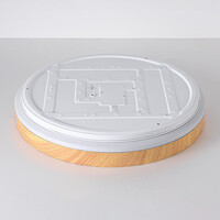 LED-taklampa Britta, 3-stegs dimbar Ø48,5 cm - vit med träaccent