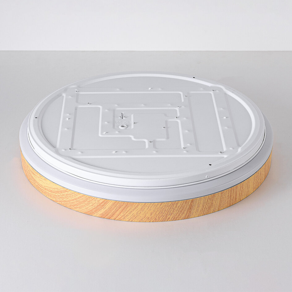 LED-taklampa Britta, 3-stegs dimbar Ø48,5 cm - vit med träaccent