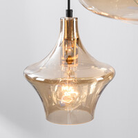 3-ljus design taklampa Calypso med bärnstensfärgade glaskupor