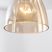 3-ljus design taklampa Calypso med bärnstensfärgade glaskupor